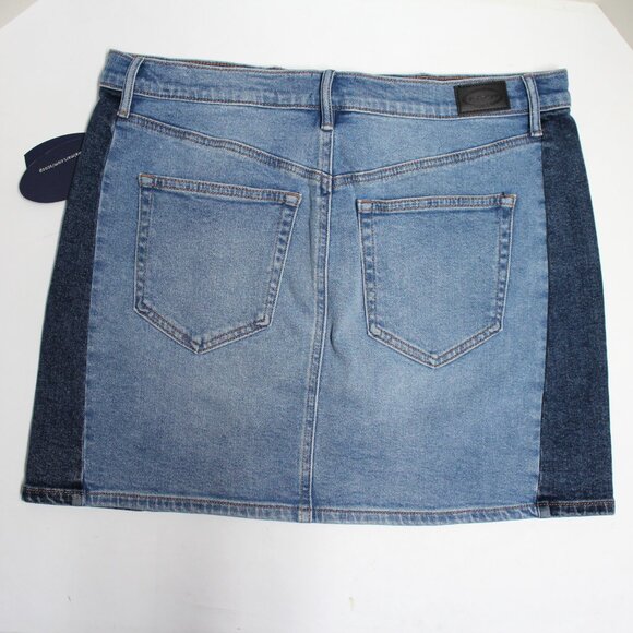 NWT Women's Scoop Medium Wash Size 14 Two Tone Denim Blue Jean Mini Skirt - Picture 2 of 8
